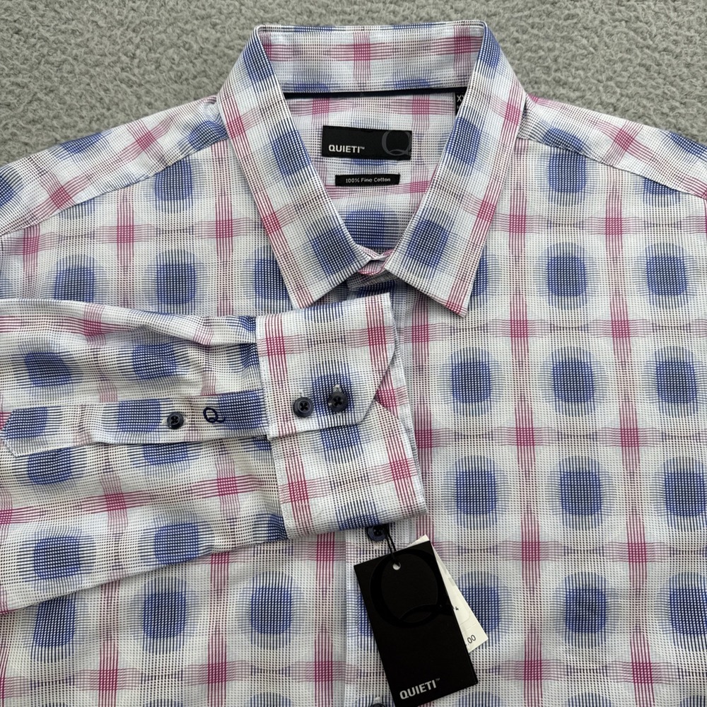 Quieti Button Down Shirt Men XXL Blue New Geometric Cotton Casual NWT